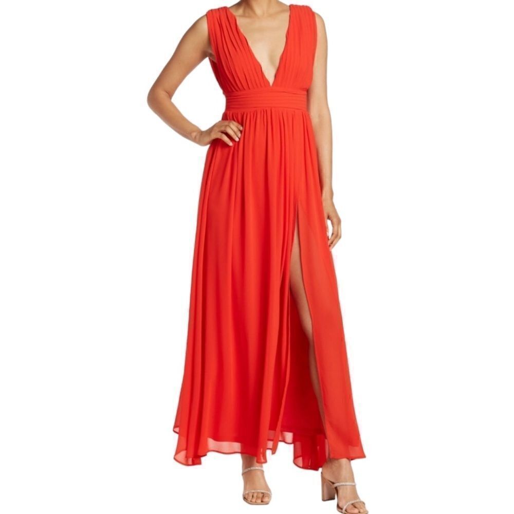 Love X Design Athen Plunging V-Neck Maxi Dress, Red, NWT - Picture 1 of 13